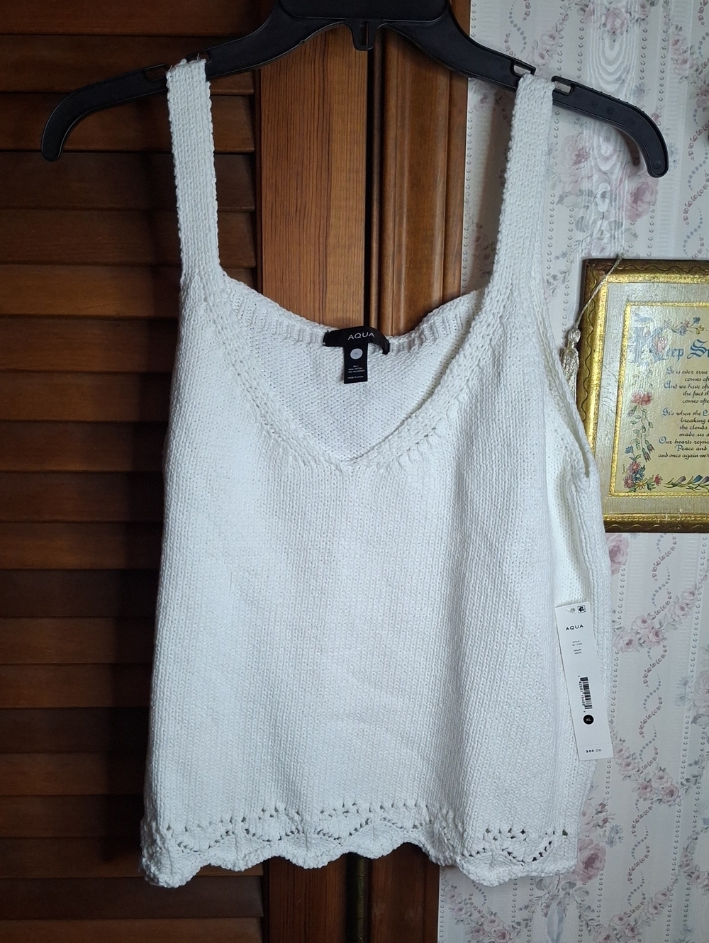 AQUA Strappy Sweater Tank NWT XL White